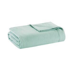 Madison Park -  King Textured Cotton Blanket Seafoam: Green